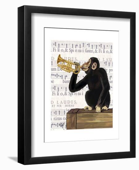 Monkey Playing Trumpet-Fab Funky-Framed Art Print