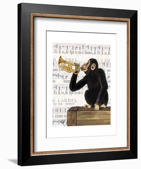 Monkey Playing Trumpet-Fab Funky-Framed Art Print