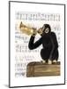 Monkey Playing Trumpet-Fab Funky-Mounted Art Print