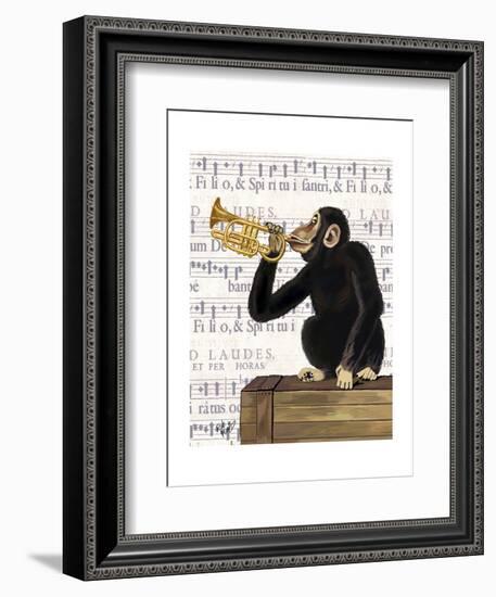 Monkey Playing Trumpet-Fab Funky-Framed Art Print