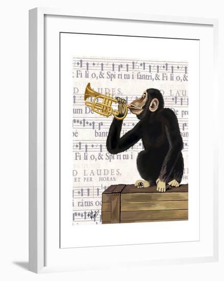 Monkey Playing Trumpet-Fab Funky-Framed Art Print