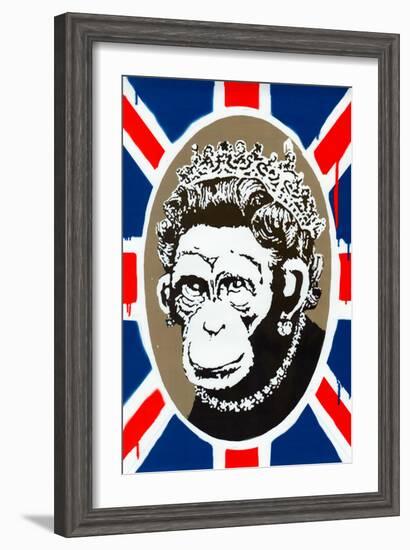 Monkey Queen Union Jack Graffiti-null-Framed Art Print