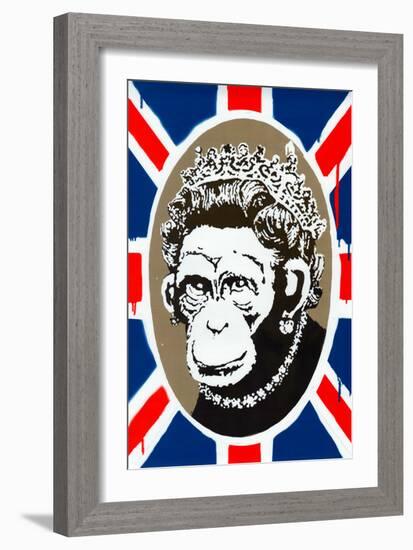 Monkey Queen Union Jack Graffiti-null-Framed Art Print