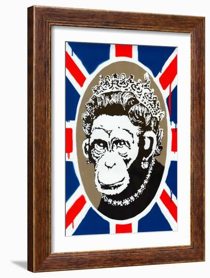 Monkey Queen Union Jack Graffiti--Framed Art Print