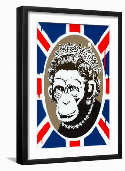 Monkey Queen Union Jack Graffiti-null-Framed Art Print