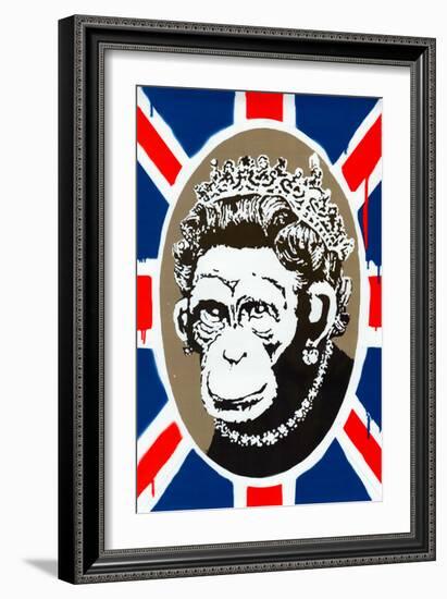 Monkey Queen Union Jack Graffiti-null-Framed Art Print