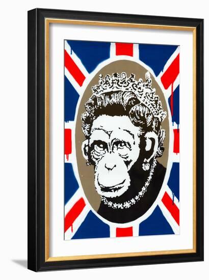 Monkey Queen Union Jack Graffiti-null-Framed Art Print