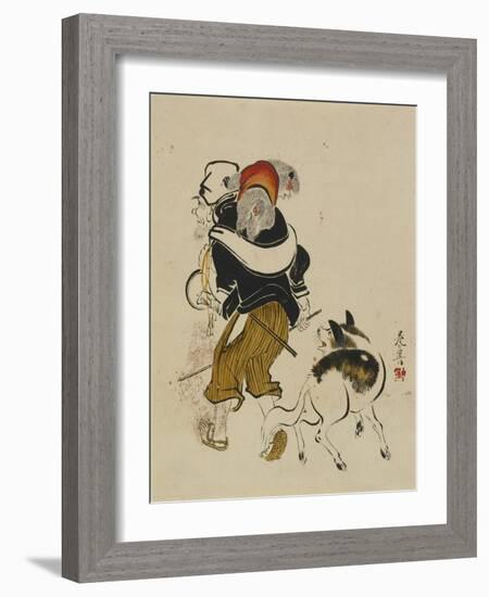 (Monkey Trainer and Dog), Mid to Late 19th Century-Shibata Zeshin-Framed Giclee Print