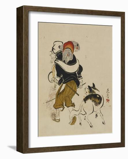 (Monkey Trainer and Dog), Mid to Late 19th Century-Shibata Zeshin-Framed Giclee Print