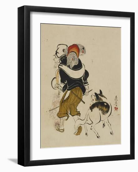 (Monkey Trainer and Dog), Mid to Late 19th Century-Shibata Zeshin-Framed Giclee Print