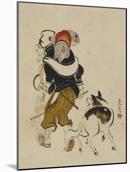 (Monkey Trainer and Dog), Mid to Late 19th Century-Shibata Zeshin-Mounted Giclee Print