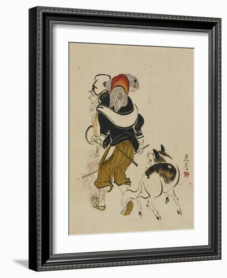 (Monkey Trainer and Dog), Mid to Late 19th Century-Shibata Zeshin-Framed Giclee Print