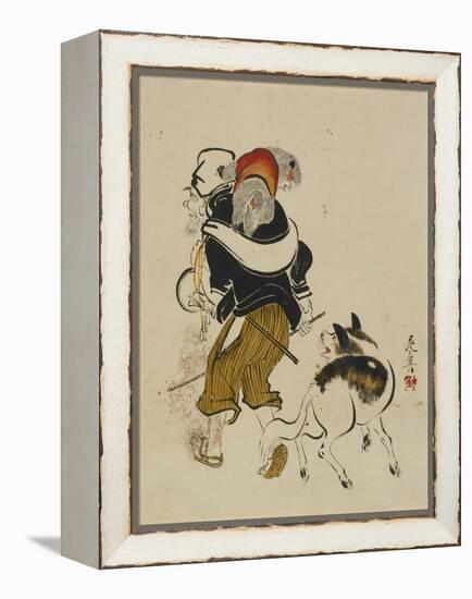 (Monkey Trainer and Dog), Mid to Late 19th Century-Shibata Zeshin-Framed Premier Image Canvas