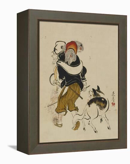 (Monkey Trainer and Dog), Mid to Late 19th Century-Shibata Zeshin-Framed Premier Image Canvas