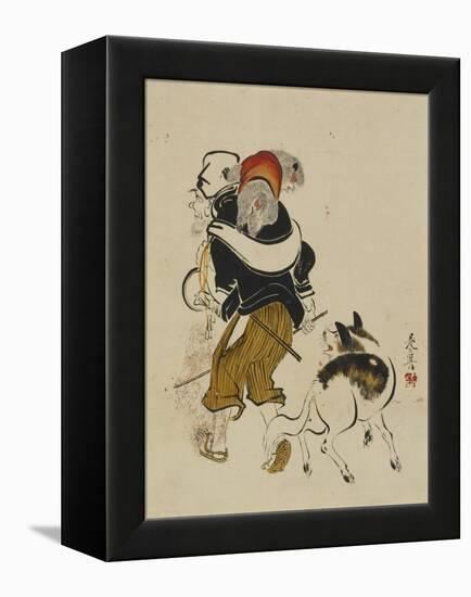 (Monkey Trainer and Dog), Mid to Late 19th Century-Shibata Zeshin-Framed Premier Image Canvas