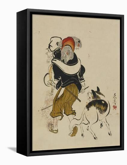 (Monkey Trainer and Dog), Mid to Late 19th Century-Shibata Zeshin-Framed Premier Image Canvas