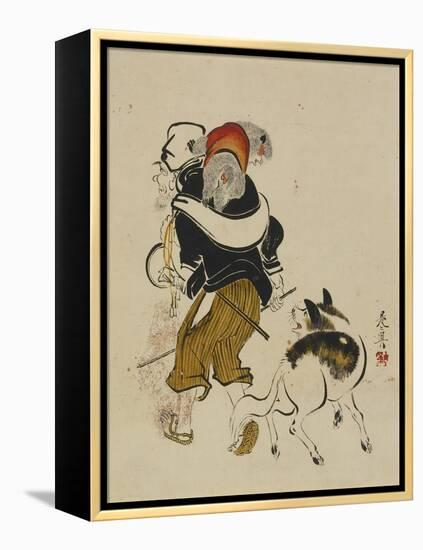 (Monkey Trainer and Dog), Mid to Late 19th Century-Shibata Zeshin-Framed Premier Image Canvas