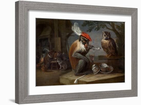 Monkey Trick (Singerie) Par Teniers, David, the Younger (1610-1690), - Oil on Canvas, 46,4X66,8 - R-David the Younger Teniers-Framed Giclee Print
