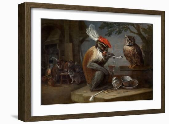 Monkey Trick (Singerie) Par Teniers, David, the Younger (1610-1690), - Oil on Canvas, 46,4X66,8 - R-David the Younger Teniers-Framed Giclee Print