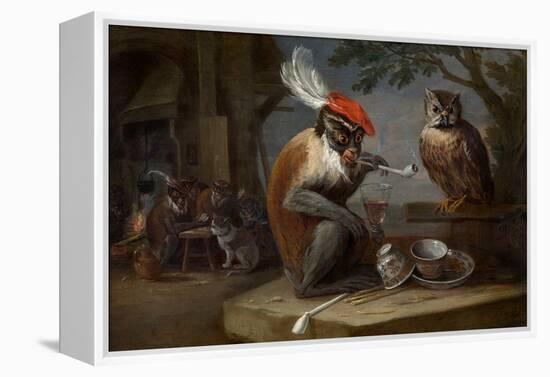 Monkey Trick (Singerie) Par Teniers, David, the Younger (1610-1690), - Oil on Canvas, 46,4X66,8 - R-David the Younger Teniers-Framed Premier Image Canvas