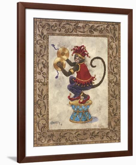 Monkey with Cymbals-Janet Kruskamp-Framed Art Print