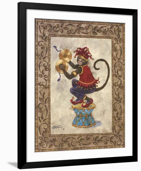 Monkey with Cymbals-Janet Kruskamp-Framed Art Print