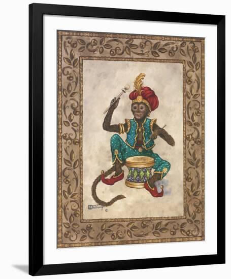 Monkey with Drum-Janet Kruskamp-Framed Art Print