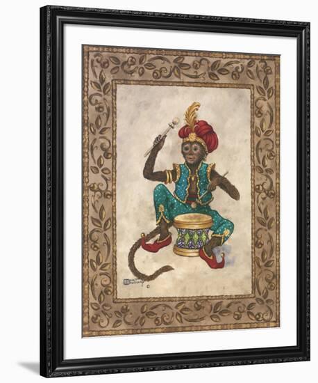 Monkey with Drum-Janet Kruskamp-Framed Art Print