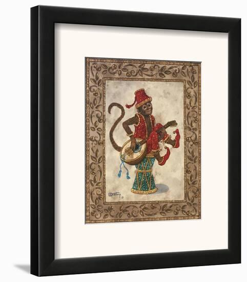 Monkey with Mandolin-Janet Kruskamp-Framed Art Print