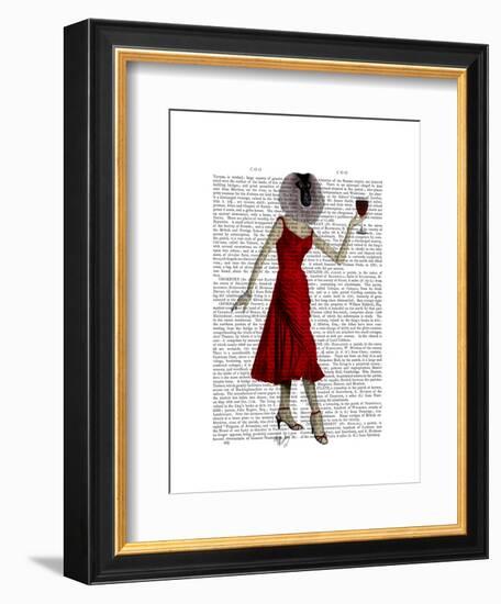 Monkey with Wine-Fab Funky-Framed Art Print