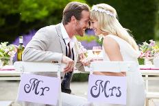 Bride and Groom Enjoying Meal at Wedding Reception-monkeybusinessimages-Framed Photographic Print