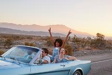 Group of Friends on Road Trip Driving Classic Convertible Car-monkeybusinessimages-Photographic Print