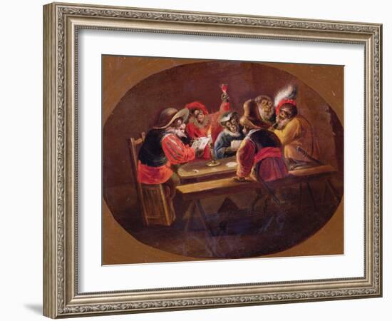 Monkeys Dressed as Soldiers Playing Cards and Carousing-David Teniers the Younger-Framed Giclee Print