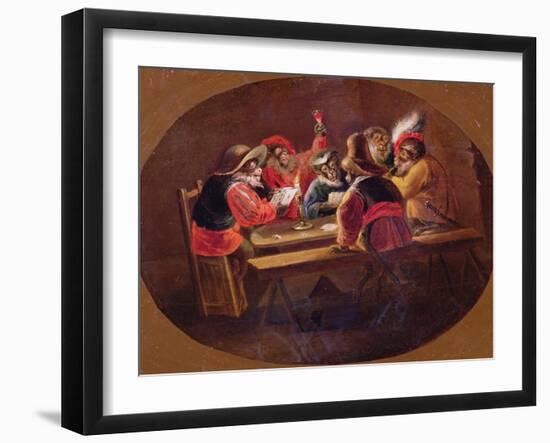 Monkeys Dressed as Soldiers Playing Cards and Carousing-David Teniers the Younger-Framed Giclee Print