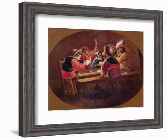 Monkeys Dressed as Soldiers Playing Cards and Carousing-David Teniers the Younger-Framed Giclee Print