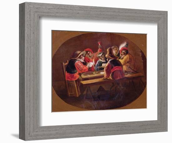 Monkeys Dressed as Soldiers Playing Cards and Carousing-David Teniers the Younger-Framed Giclee Print