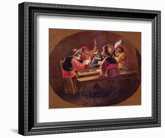Monkeys Dressed as Soldiers Playing Cards and Carousing-David Teniers the Younger-Framed Giclee Print