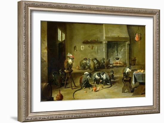 Monkeys in a Kitchen, circa 1645-David Teniers the Younger-Framed Giclee Print