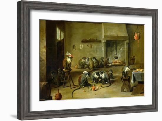 Monkeys in a Kitchen, circa 1645-David Teniers the Younger-Framed Giclee Print