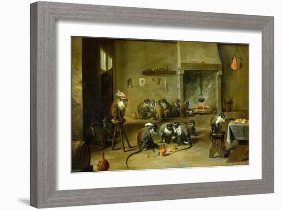 Monkeys in a Kitchen, circa 1645-David Teniers the Younger-Framed Giclee Print