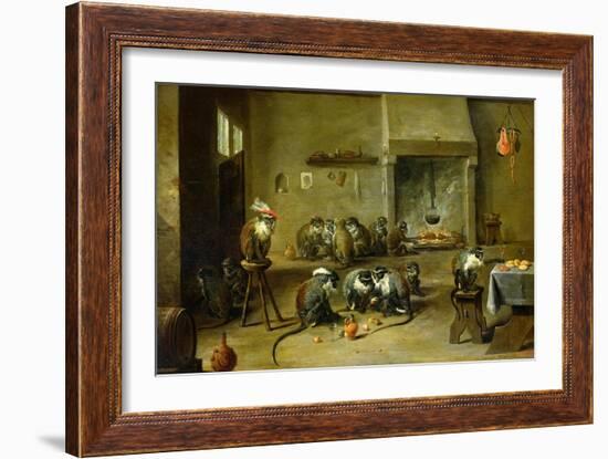 Monkeys in a Kitchen, circa 1645-David Teniers the Younger-Framed Giclee Print