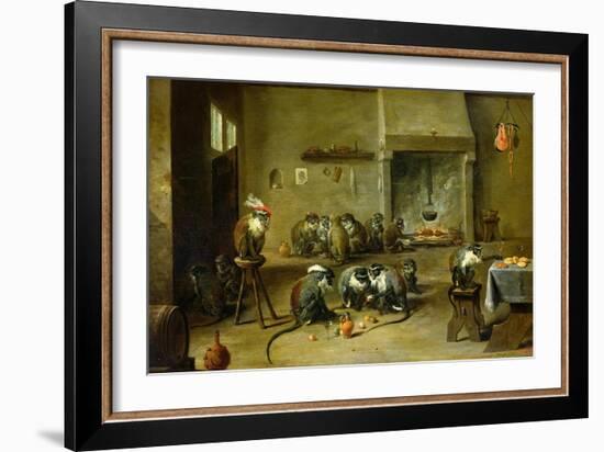 Monkeys in a Kitchen, circa 1645-David Teniers the Younger-Framed Giclee Print