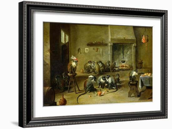Monkeys in a Kitchen, circa 1645-David Teniers the Younger-Framed Giclee Print