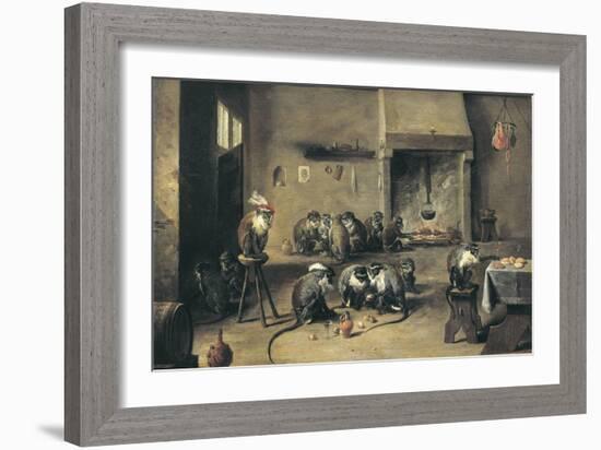 Monkeys in the Kitchen-David Teniers the Younger-Framed Art Print