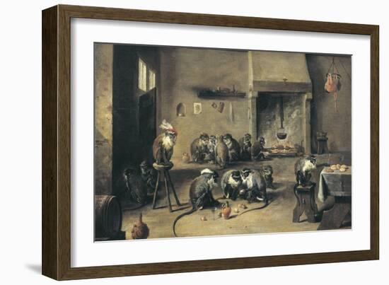 Monkeys in the Kitchen-David Teniers the Younger-Framed Art Print