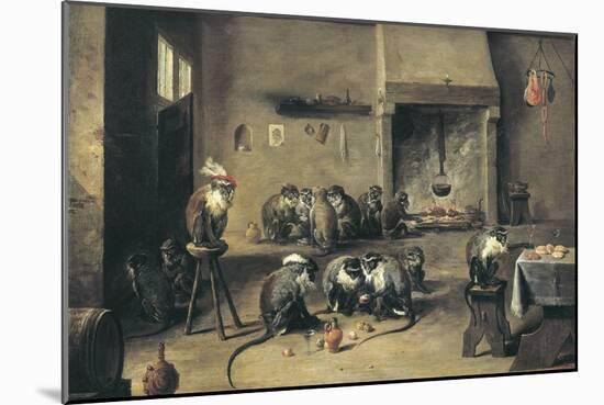 Monkeys in the Kitchen-David Teniers the Younger-Mounted Art Print
