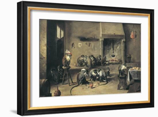 Monkeys in the Kitchen-David Teniers the Younger-Framed Art Print