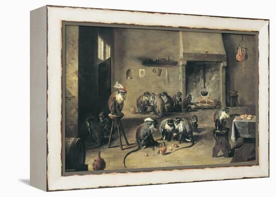 Monkeys in the Kitchen-David Teniers the Younger-Framed Stretched Canvas