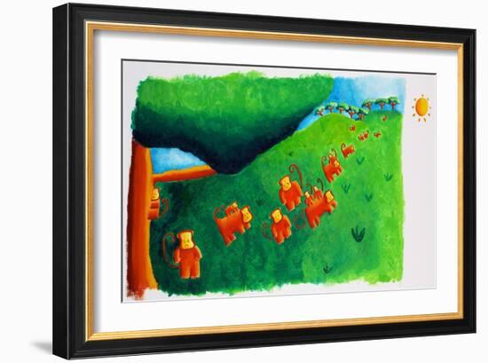 Monkeys Leaving Tree, 2002-Julie Nicholls-Framed Giclee Print