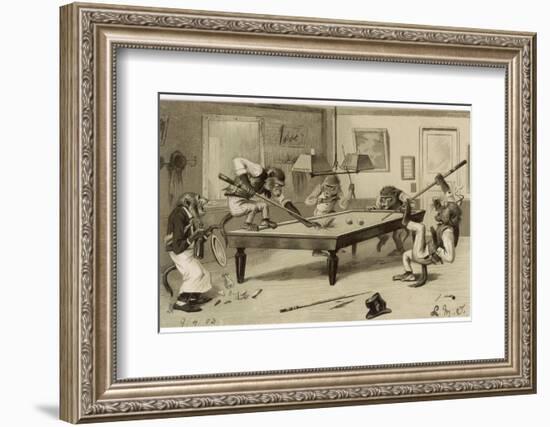 Monkeys Play Billiards-null-Framed Photographic Print